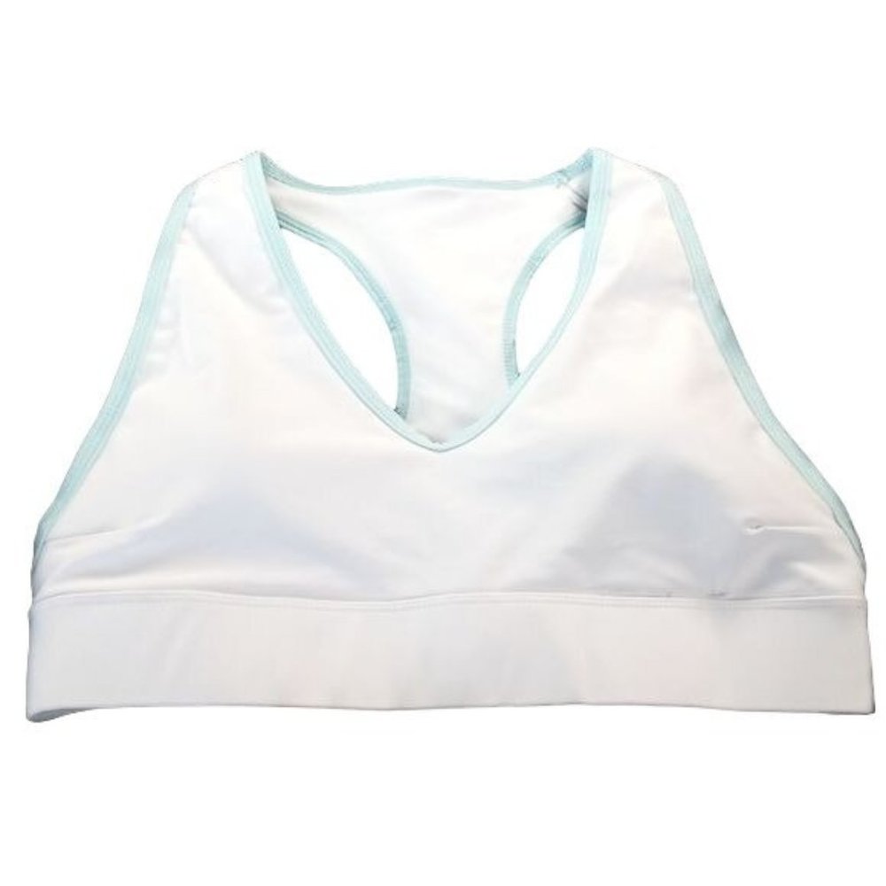 IDEALFIT WOMENS WHITE/BLUE LARGE SPORT BRA